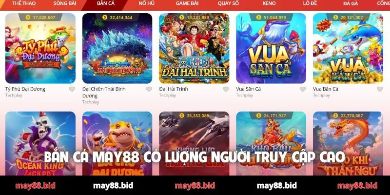 Bắn cá MAY88 có lượng người truy cập cao