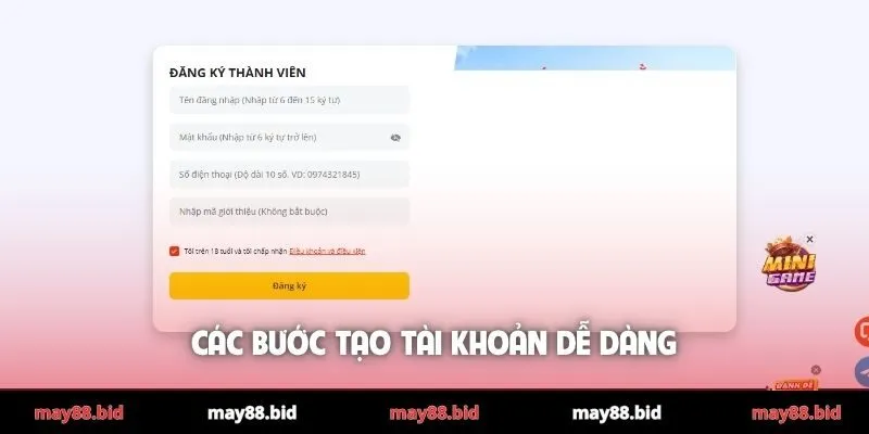 Các bước tạo tài khoản dễ dàng