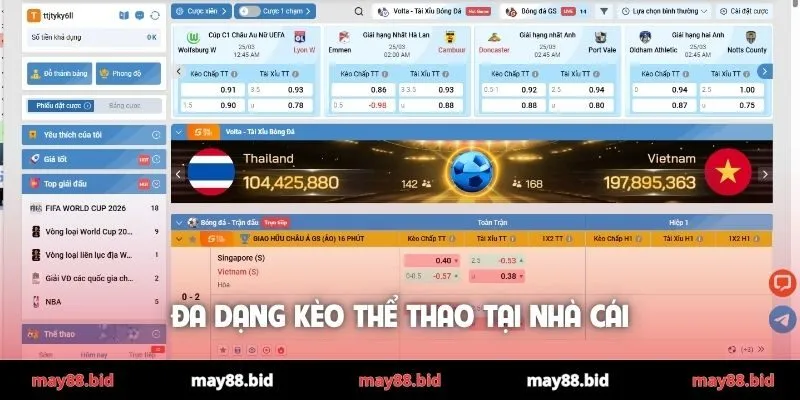 Đa dạng kèo thể thao tại nhà cái
