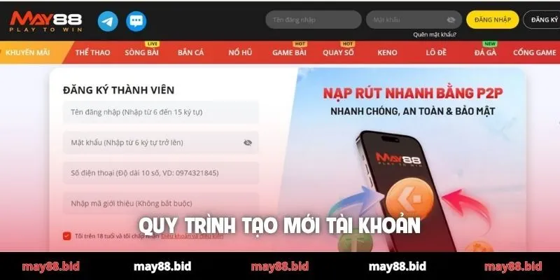 Quy trình tạo mới tài khoản