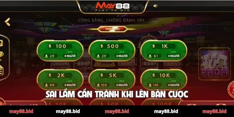 Sai lầm cần tránh khi lên bàn cược
