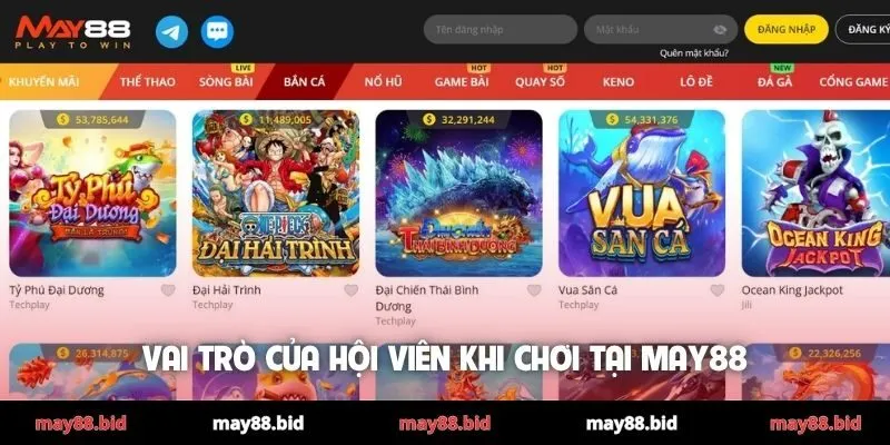 Vai trò của hội viên khi chơi tại MAY88